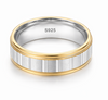 Classic Dual Tone Grooved 925 Sterling Silver Ring |
