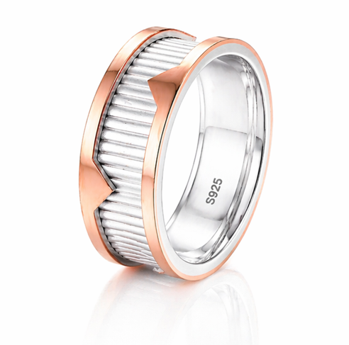 Ribbed Dual-Tone Designer Ring