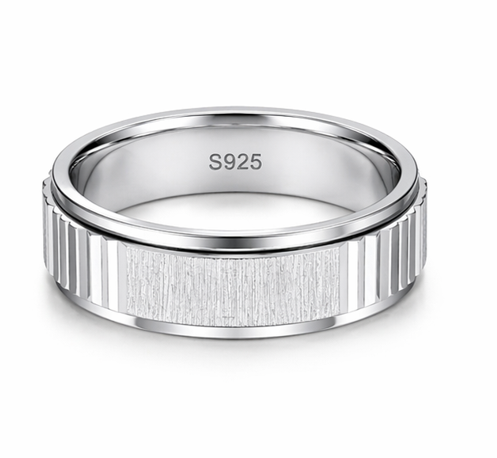 Dual Texture Groove 925 Sterling Silver Ring