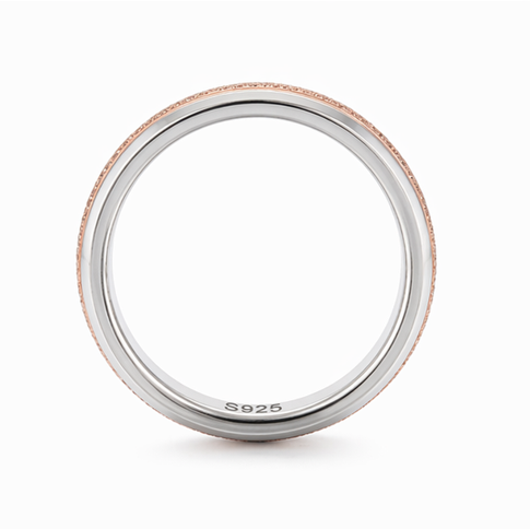 Elegant Rose Gold Textured Ring in 925 Sterling Silver