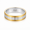 Dual Tone Brushed Groove Ring in 925 Sterling Silver