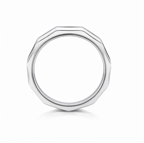 Modern Double Edge Geometric Ring in 925 Sterling Silver