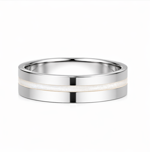 White Inlay 925 Sterling Silver Ring