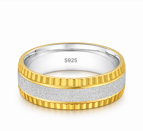 S925 Sterling Silver Matte Finish Couple Bands