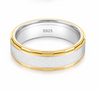 Luxury Dual Tone Matte Silver 925 Ring with Textured Gold Edges