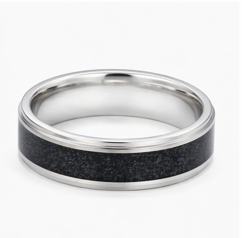 Galaxy Texture Black Inlay 925 Sterling Silver Ring