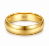 S925 Sterling Silver Dome Gold Couple Bands