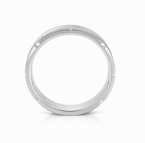 Modern Frosted Groove Band Ring in 925 Sterling Silver