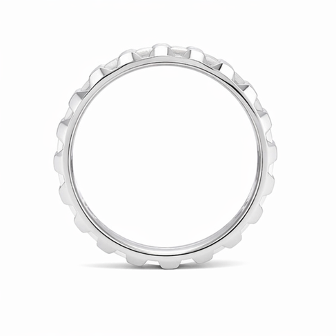 Dual Texture Scalloped Band Ring in 925 Sterling Silver