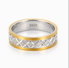 Elegant Dual Tone Geometric Pattern Ring in 925 Sterling Silver