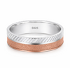 S925 Sterling Silver Rose Gold Texture Couple Band