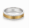 Luxury Dual Tone Textured Groove Ring in 925 Sterling Silver