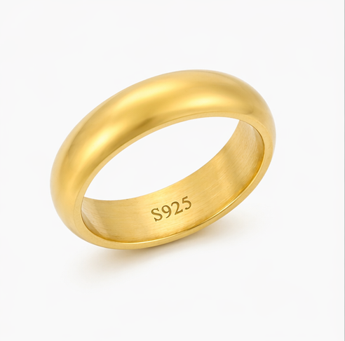 Elegant Dome Gold Band Ring in 925 Sterling Silver