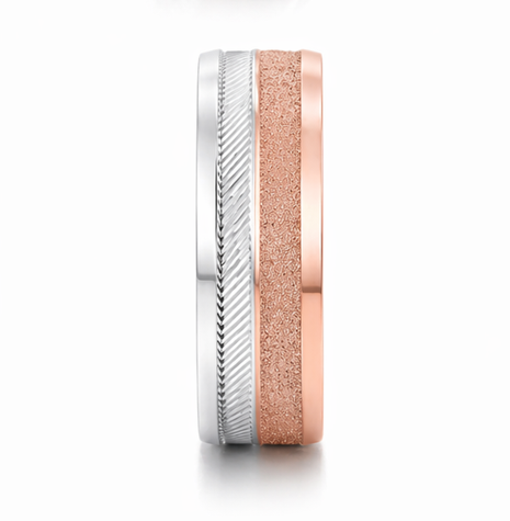 Premium Triple Tone Textured Ring 925 Sterling Silver