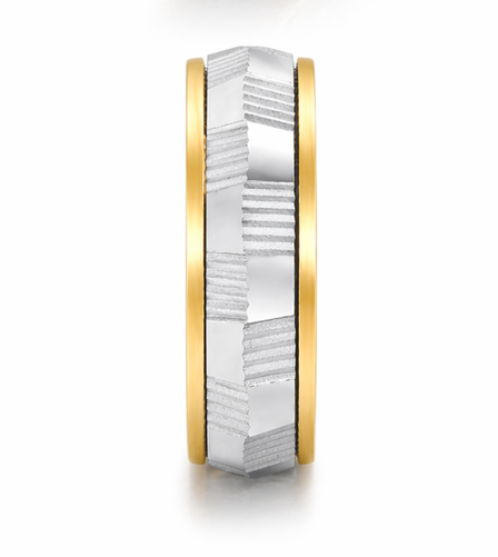 Premium Dual Tone Geometric Pattern Ring 925 Sterling Silver