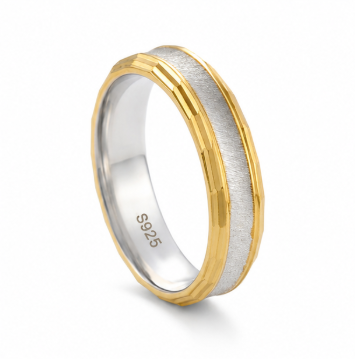 Elegant Dual Tone Matte Finish Ring in 925 Sterling Silver