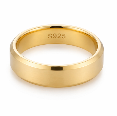Classic Gold Finish Band Ring in 925 Sterling Silver