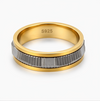Luxury Dual Tone Faceted Ring in 925 Sterling Silver