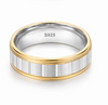 S925 Sterling Silver Gold Edge Geometric Couple Bands