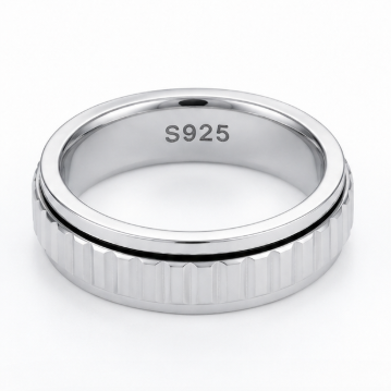 Modern Ribbed Groove Band Ring in 925 Sterling Silver