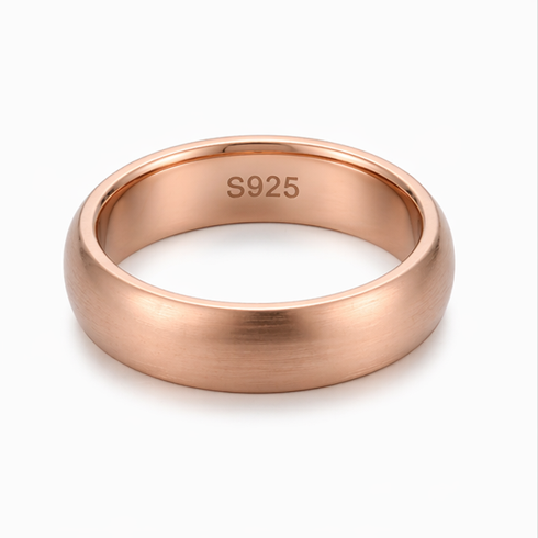 Classic Matte Rose Gold Band Ring in 925 Sterling Silver