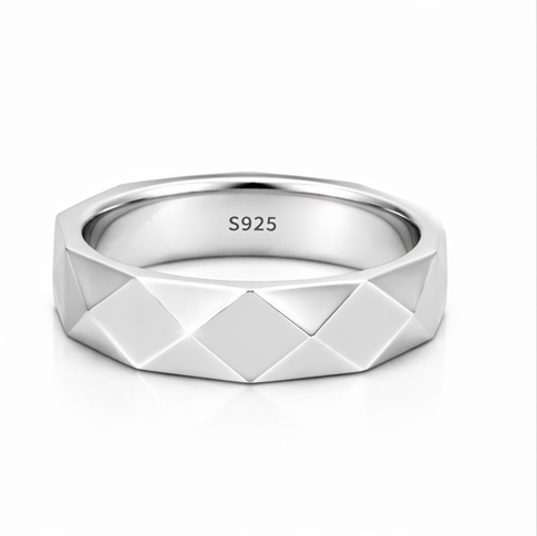 Faceted Geometric 925 Sterling Silver Ring