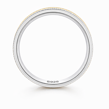 S925 Sterling Silver Triple Gold Line Couple Bands