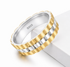 Luxury Dual Tone Chain Pattern 925 Sterling Silver Ring