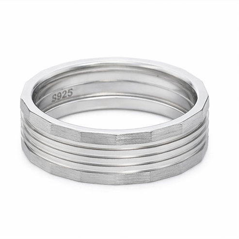 Modern Matte Groove Designer Ring in 925 Sterling Silver