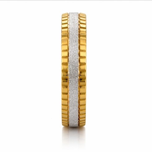 Luxury Dual Tone Textured Band Ring in 925 Sterling Silver