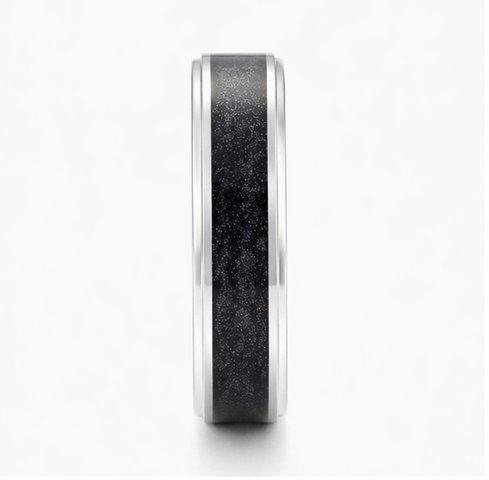 Galaxy Texture Black Inlay 925 Sterling Silver Ring