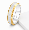 Dual Tone Textured 925 Sterling Silver Ring with Gold Edges