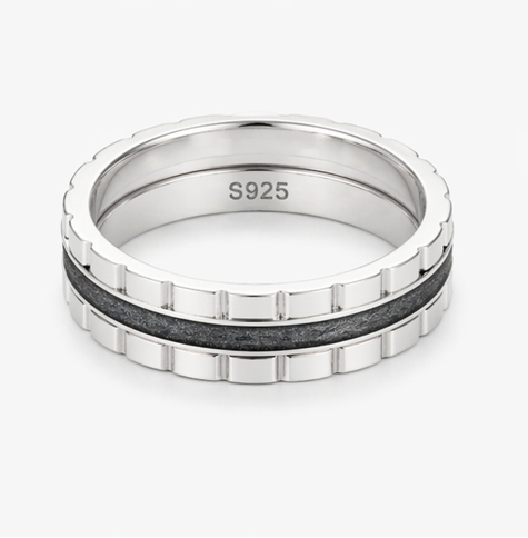 Dual Tone Gear Pattern 925 Sterling Silver Ring