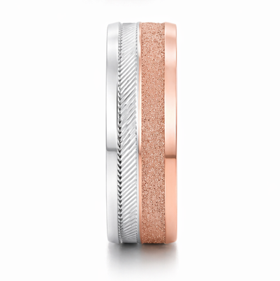 S925 Sterling Silver Triple Layer Rose Gold Couple Bands