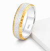 S925 Sterling Silver Gold Edge Textured Couple Bands