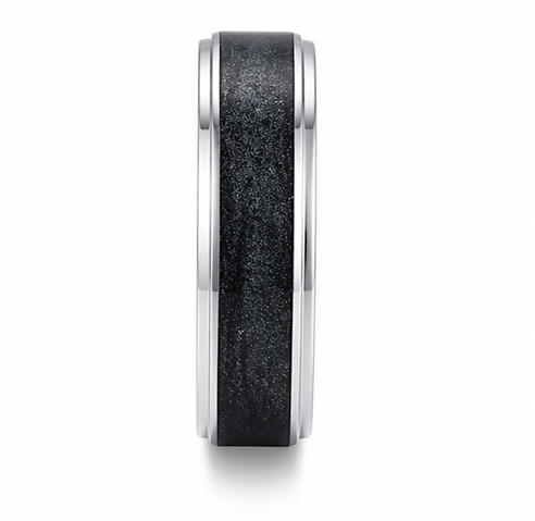 Modern Black Textured Band Ring in 925 Sterling Silver
