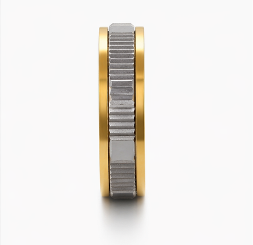 Luxury Dual Tone Faceted Ring in 925 Sterling Silver