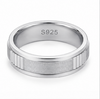 Brushed Ribbed Edge Ring in 925 Sterling Silver