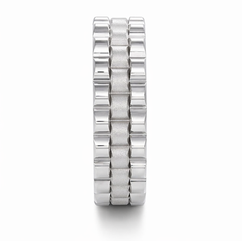 Dual Texture Scalloped Band Ring in 925 Sterling Silver
