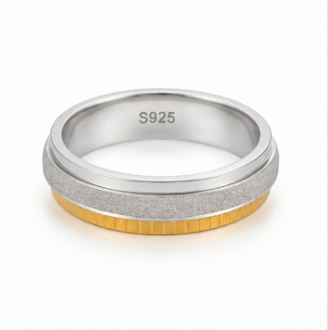 Elegant Dual Tone Matte Texture Ring in 925 Sterling Silver