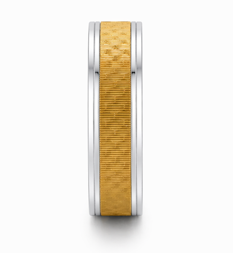 Dual Tone Gold Texture 925 Sterling Silver Ring
