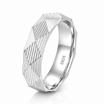 Geometric Faceted 925 Sterling Silver Ring