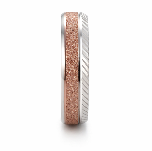 Elegant Rose Gold Dual Tone Texture Ring in 925 Sterling Silver