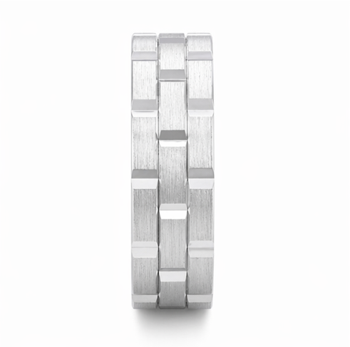 Modern Brushed Geometric Groove Ring in 925 Sterling Silver