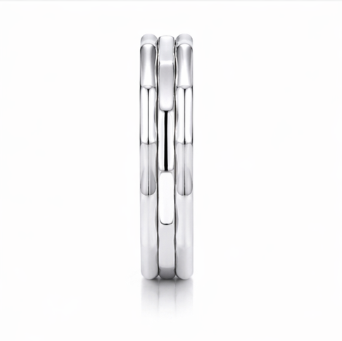 Twin Layer Faceted 925 Sterling Silver Ring