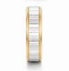 S925 Sterling Silver Gold Edge Geometric Couple Bands