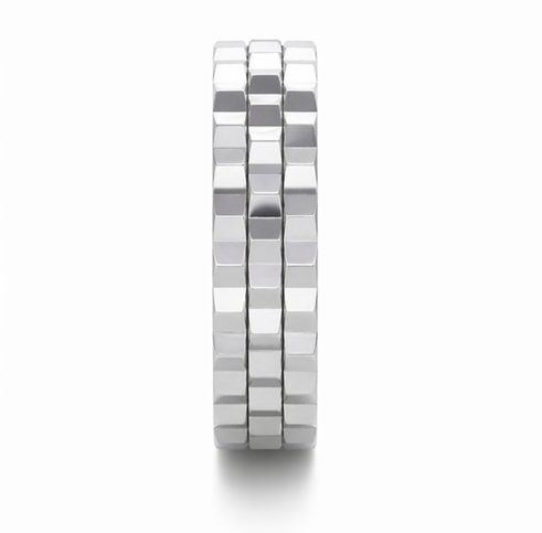 Geometric Triple Groove Band Ring in 925 Sterling Silver