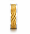 Luxury Dual Tone Diamond Cut Texture 925 Sterling Silver Ring