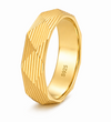 Geometric Faceted Gold Texture 925 Sterling Silver Ring