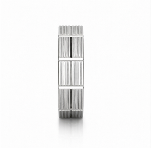 Geometric Textured Band Ring in 925 Sterling Silver